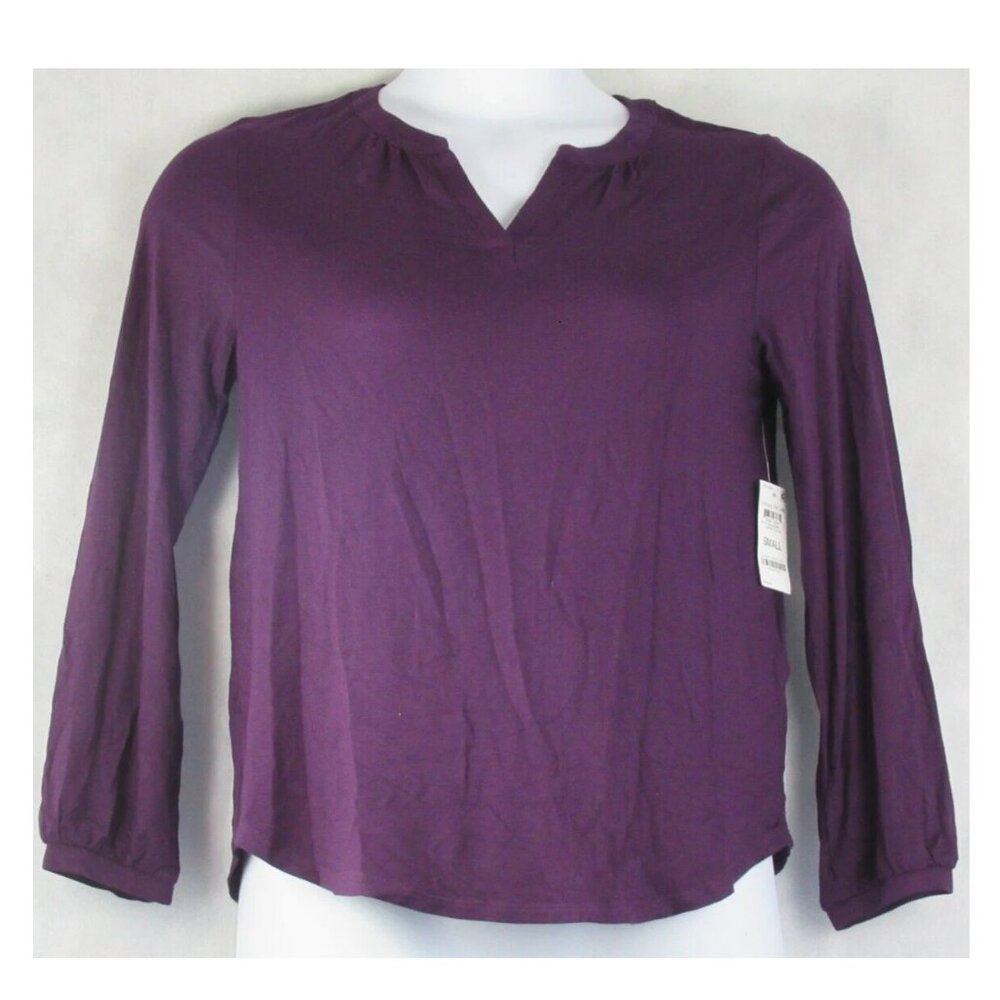 Charter Club Women's Long Sleeve Polyester Blend Pajama Top, Fig Purple, Small